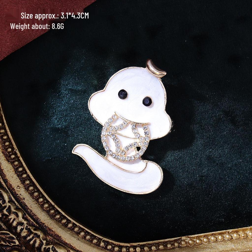 Halloween Retro Zodiac Snake Brooch - Enamel Pin Suit Accessory