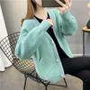 New Autumn and Winter Clothing Solid Color Imitation Mink Fleece Sweater Cardigan Women's Loose Versatile Knitted Top Jacket Women