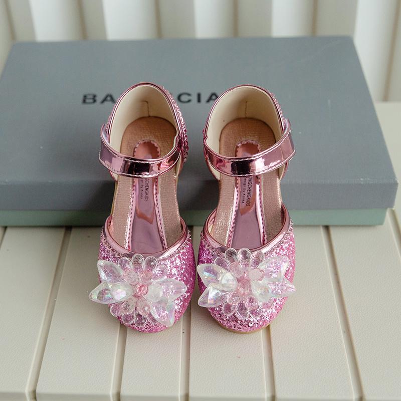 Girl Princess Shoes 2024 New Spring Autumn Little Girl Leather Shoes Shining Soft Sole Children's Dance Performance Shoes