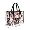 Skull Cherry Blossom Print Casual Tote Bag Fashion Daily Portable Shoulder Bag for Streetwear