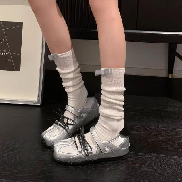 H55 Dream Maker of the same style - Rebel Ballet Velcro Mary Jane Shoes Women's Splicing Leather Casual Versatile Single Shoes