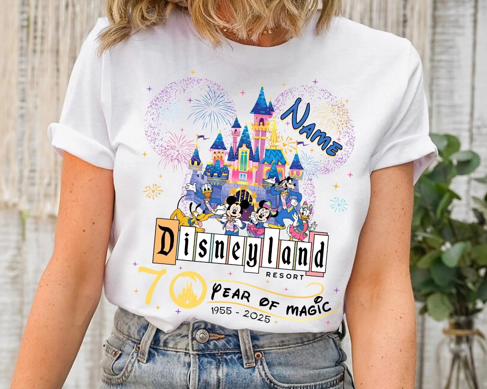 land 70th Anniversary Mickey and Friends Unisex TShirt Summer New Unisex and Women Couples Streetwear S