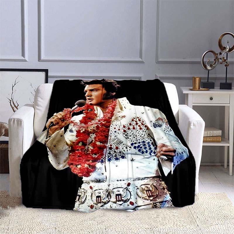 Various Styles of E-Elvis Pattern 3D Printed Rock Singer Sofa Blankets, Suitable for Adult and Children's Bedrooms and Living