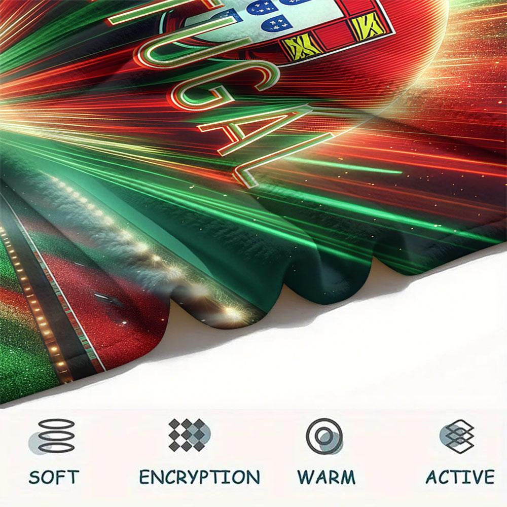 1PC Portugal National Football Team Patterned Flannel Blanket Suitable For All Seasons for Home Decor Warmth and Comfort Gifts Holiday Present