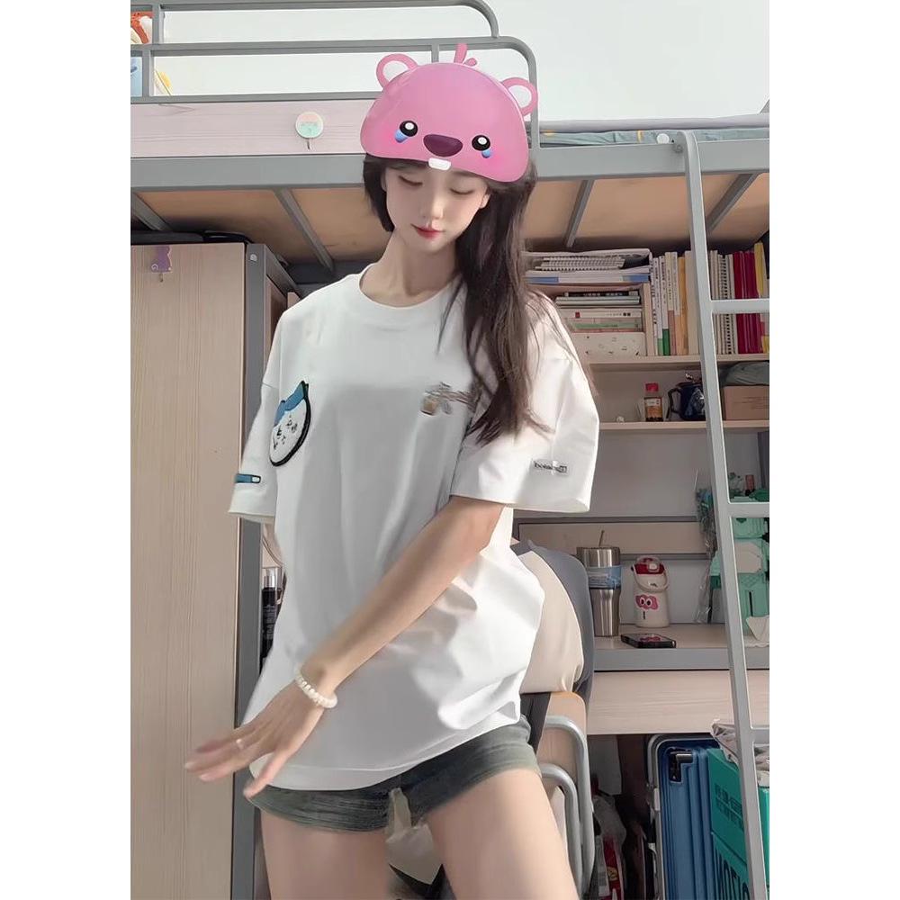 Cartoon Print Unisex Cotton Summer T-Shirt, Short-Sleeve, New 2025 Style