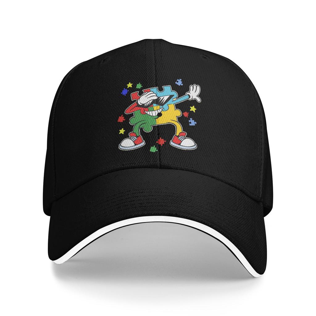 Unisex Women Dabbing Puzzle Autism Awareness Hats Cool Baseball Cap Trucker Hat Golf Headewear Gift