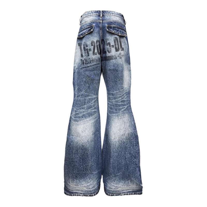 JYL Unisex Straight Jeans American Star Embroidered Street Trendy Loose Denim S бездна