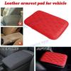 Anti-Scratch Red PU Leather Car Armrest Pad Cover Center Console Box Cushion Mat