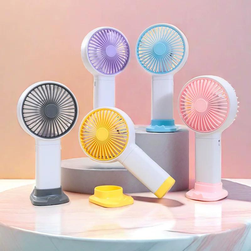 2024 New Model Handheld Mini Fan USB Charging Phone Holder Strong Wind Power Gift Fan Can Be Printed with Logo