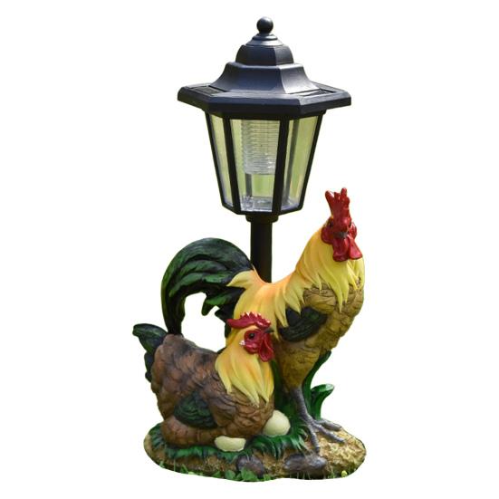 Garden Statue with LED Solar Lamp Weather Resistant Automatic Charging Outdoor Patio Sculpture Decor LED Light
