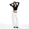 2026 Spring Slim-Fit American Style High-End Floor-Length Suit Pants - Black & White, Mid-Low Waist, Non-Clingy, Slimming Design