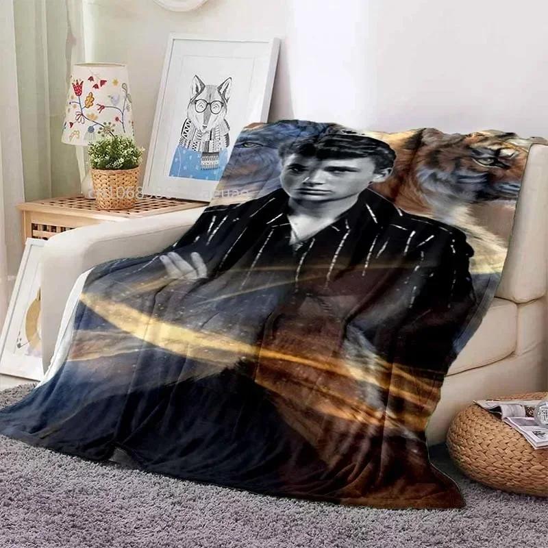 Rock Star Johnny Hallyday Flannel Blanket Rock'n Roll Soft Cover Lightweight Warm Plush Bed Sofa Chair Blanket