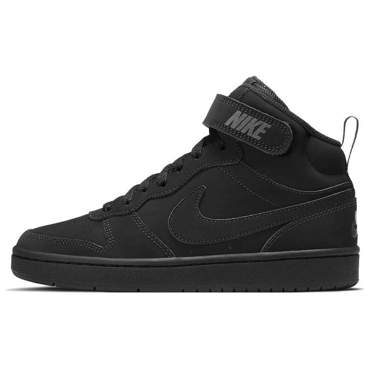 Nike Court Borough Mid 2 Synthetic Leather Slip Resistant Cushioning Abrasion Resistant High top Skateboard Shoes Black CW5867-001