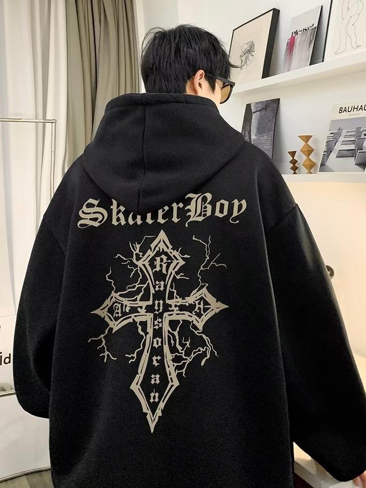 High-End European & American Streetwear Hoodie for Men - Oversized, Heavyweight, Trendy Autumn/Winter Jacket