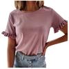 Women's Ladies Frill Ruffle Short Sleeve Fashion Summer Tee T-Shirt Loose Top