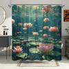 Lotus Lake Shower Curtain - 70.8x70.8 Inch, Vibrant Pink Floral & Aquatic Scenery, Polyester, Easy Clean, Nature-Inspired