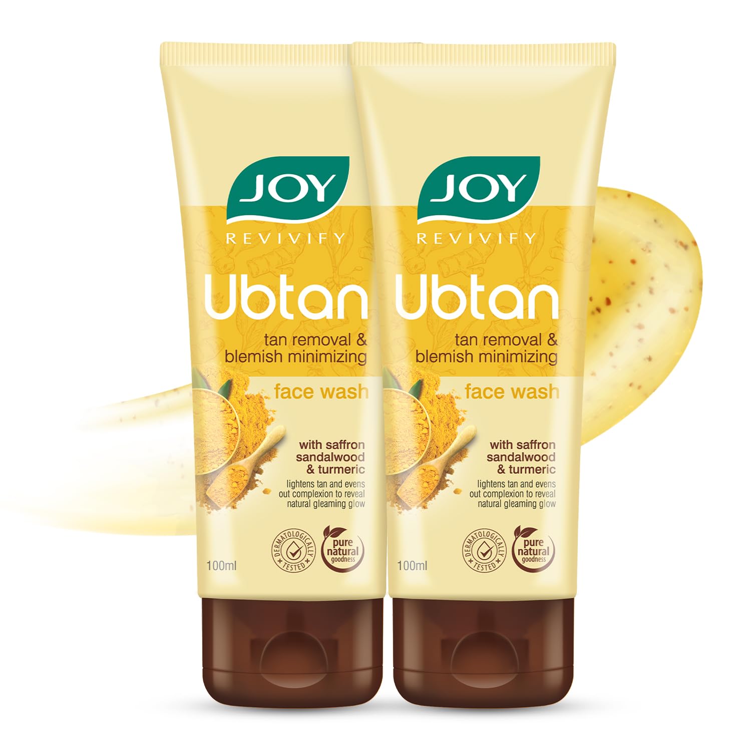 

JOY Убтан для удаления загара Гель для умывания для лица 100 мл x2 | Осветляющий, отшелушивающий и увлажняющий ежедневный очищающий гель для сияющей кожи