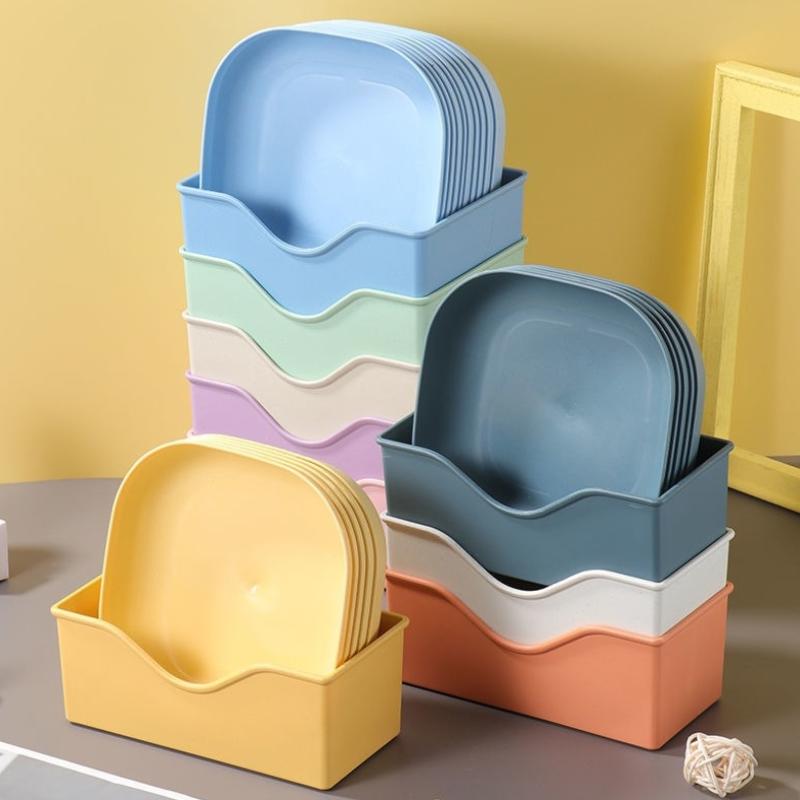 10Pcs Set Reusable Fruit & Dessert Plates - Washable, Multifunctional Snack Dishes With Built-In Base For Bones & Candy