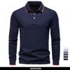 AIOPESON 2025 New Men's Polo Shirts for Men Cotton Solid Color Long Sleeve Polo Desinger Social Luxury Touch Male