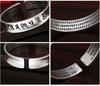 and Silver and Black Bangles with Buddhist Sutra Adjustable Bracelet Stylish Accessory and Silver Women's Men's Engraving, Size, Wide, Six-Character