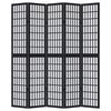 5 Piece Black Solid Wood Folding Screen Paulownia