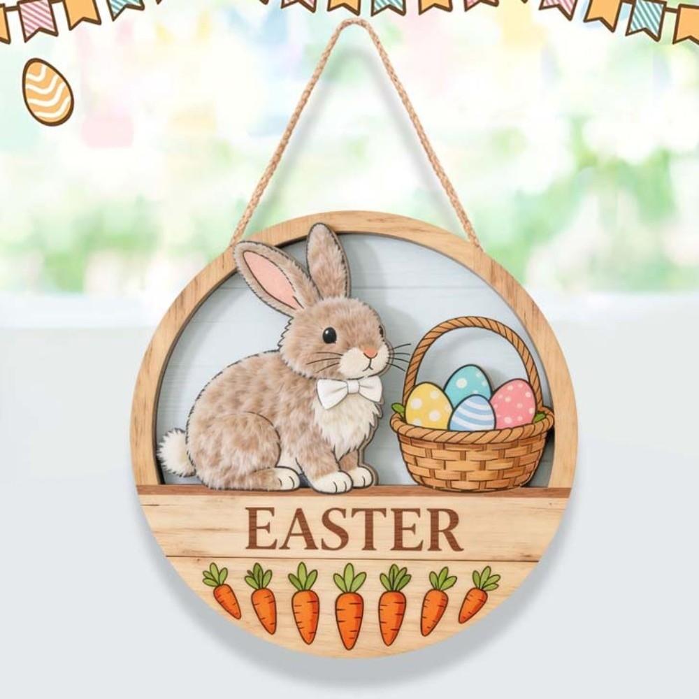 Carrot Door Hanging Ornaments Egg Easter Day Door Decoration Shop Wooden Easter Pendant  Wall