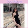 Classic Knit Fabric Sleeveless Irregular Dress With Side Slit For Summer Casual Style