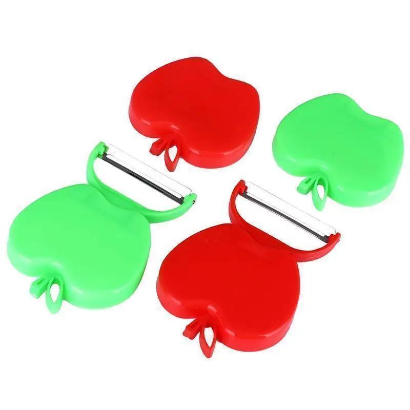 Apple Shaped Fruit Peeler Creative Foldable Potato Yam Apple Peeler Plastic Stainless Steel Portable Scraper Kitchen Small Tool