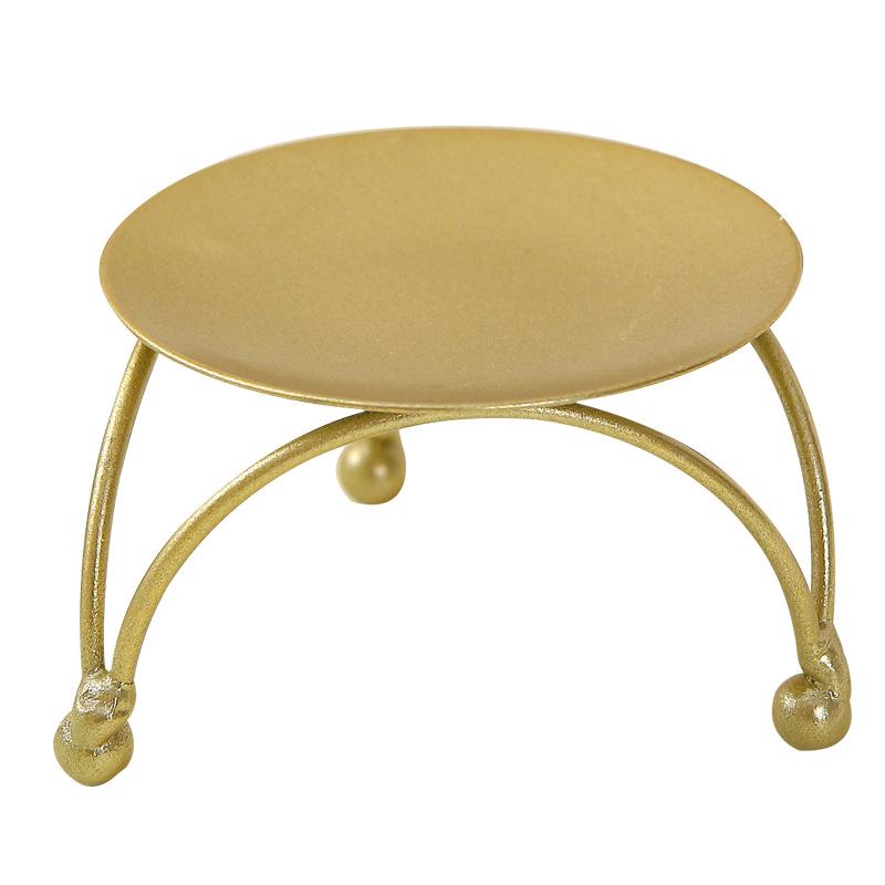 Gold and Black Round Metal Candle Holder Tray