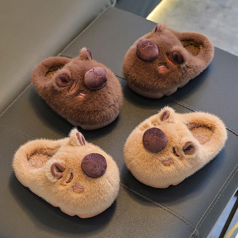 Capybara children's cotton slippers, soft and comfortable, boys' winter cartoon cute non-slip indoor soft-soled baby slippers