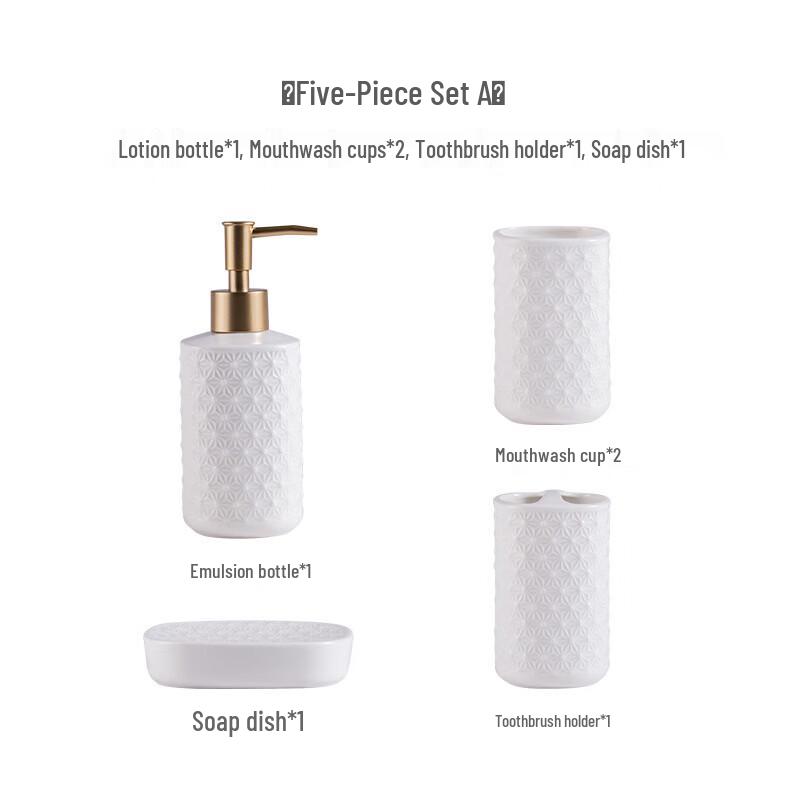 OLOEY White Ceramic 5-Piece Bathroom Accessory Set