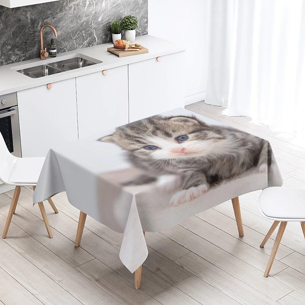 Cute Cat Tablecloth Party Restaurant Table Decoration Waterproof Rectangular  Kawaii New Home Kitchen