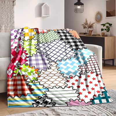 1pc Textile Patterns Blanket Warm, Cozy, And Soft, Suitable for Sofas, Beds, Cars, And Office Use.Perfect for Camping And Travel, Making It a Great Gi