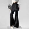 Lace Patchwork Two-Piece Look Micro-Flare Pants for Women - Black High-Waisted Slimming Body-Shaping Trousers, Spring 2026 Arrival