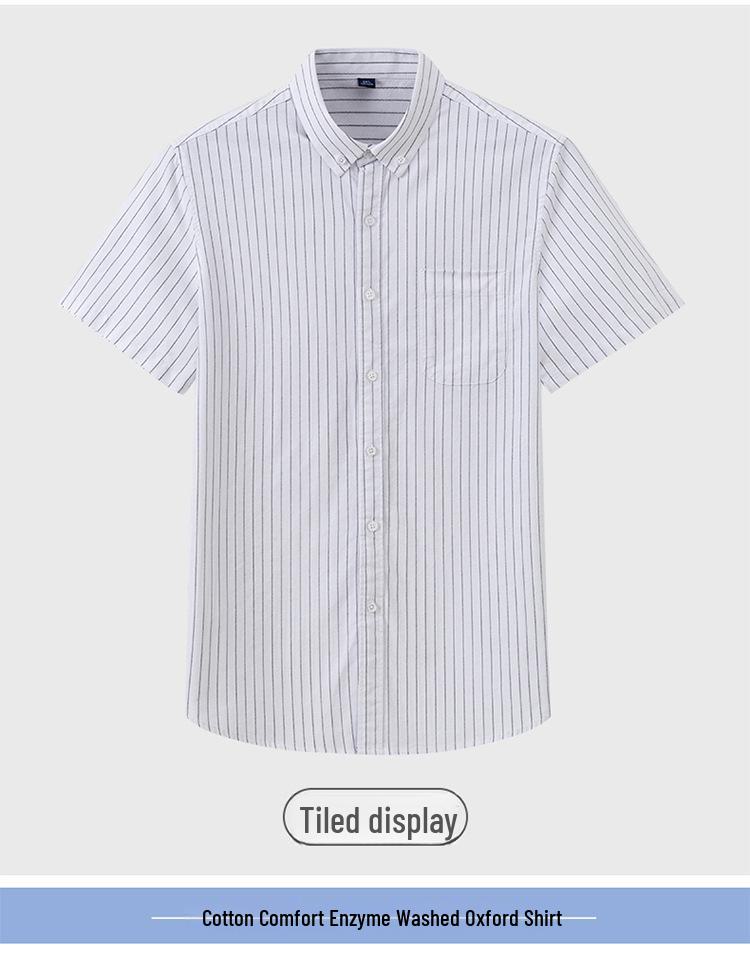 Men's Breathable Non-Iron Pure Cotton Short-Sleeve Oxford Shirt - Summer Business Casual