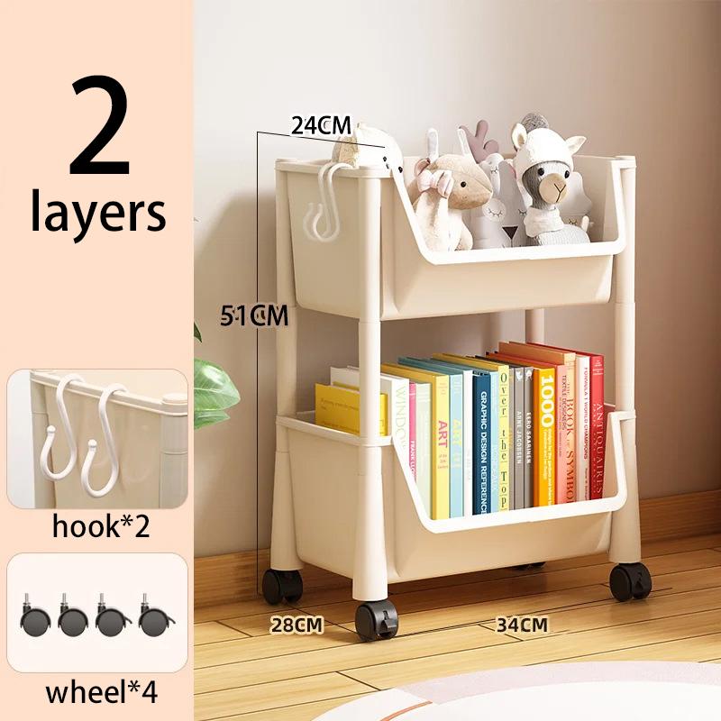 

Многофункциональная мобильная книжная полка с колесиками для хранения для гостиной, кабинета, тележки, полки, настольный органайзер 2layers