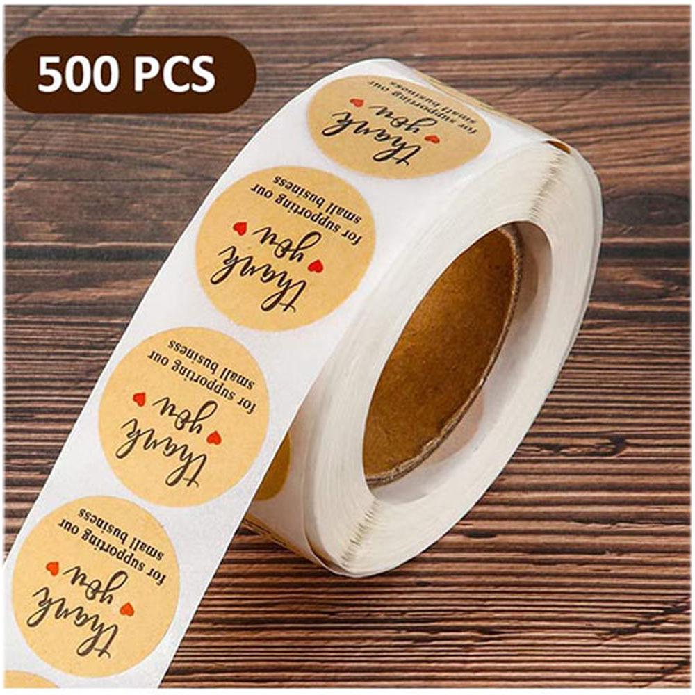 500 Kraft Paper Self-Adhesive Thank You Stickers for Baking Gifts Sealing Labels