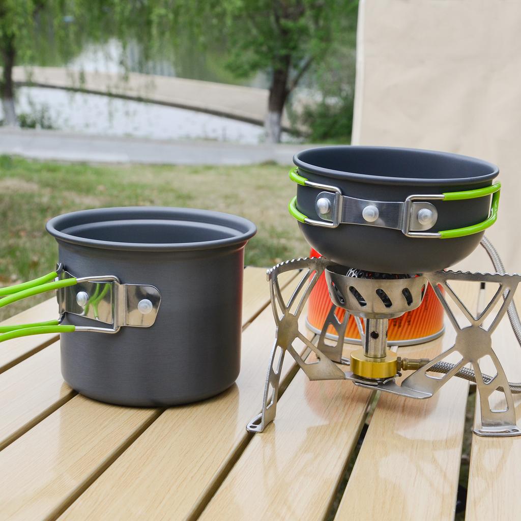 2pcs Non-Stick Cookware Set-Camping Hiking Backpacking Picnic-Includes Mess Kit Pot Knife Spoon Knife for Easy Outdoor Cooking