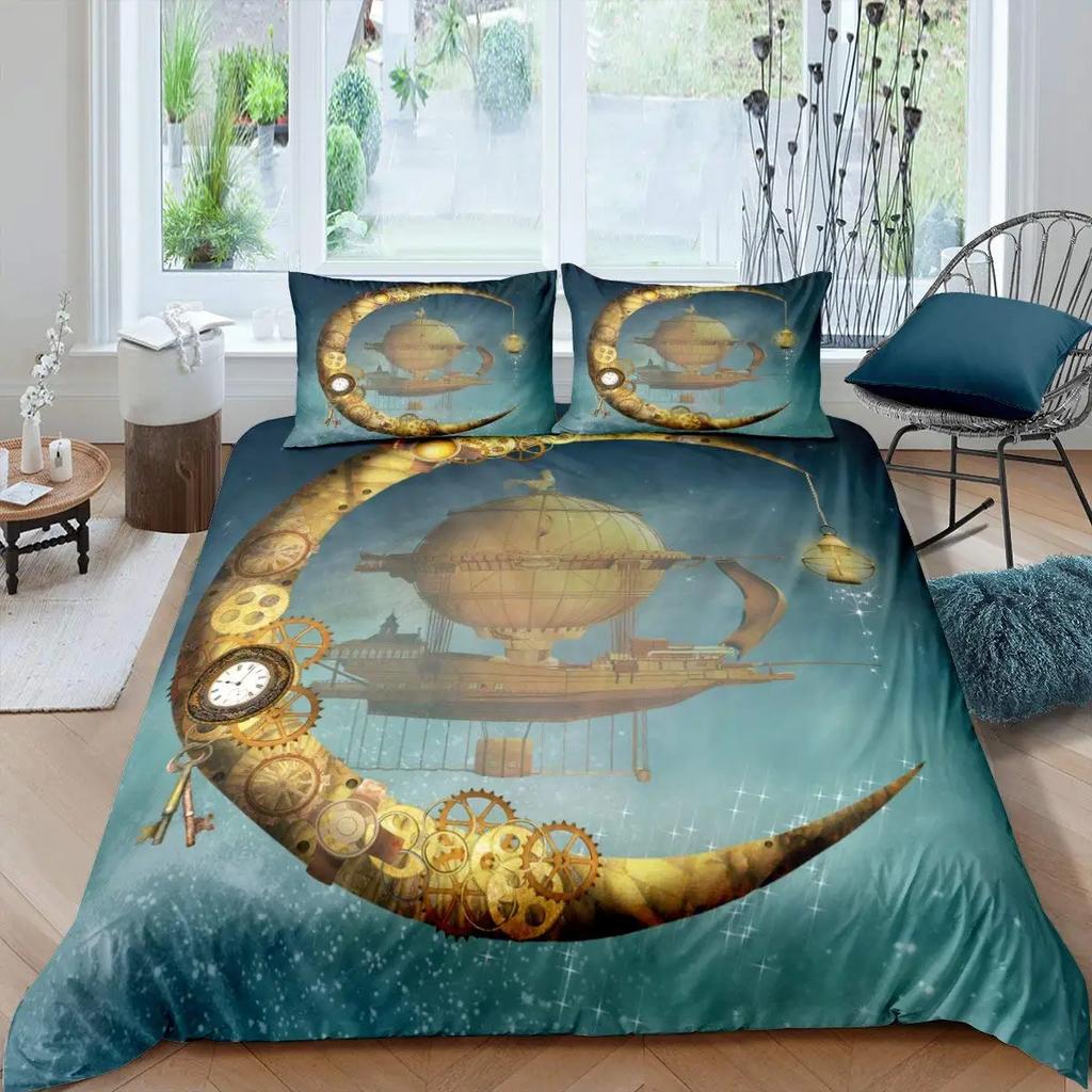 Aviation Duvet Cover SetAir Balloon Bedding Set Space Ship Comforter Cover Space Exploration Bedding Set Luxury Quilt Cover