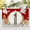Xmas Placemats Set of 4 Gingerbread Man House Washable Heat Resistant Rectangle Dinner Mats for Party Kitchen Dining Decoration 12x18 Inch