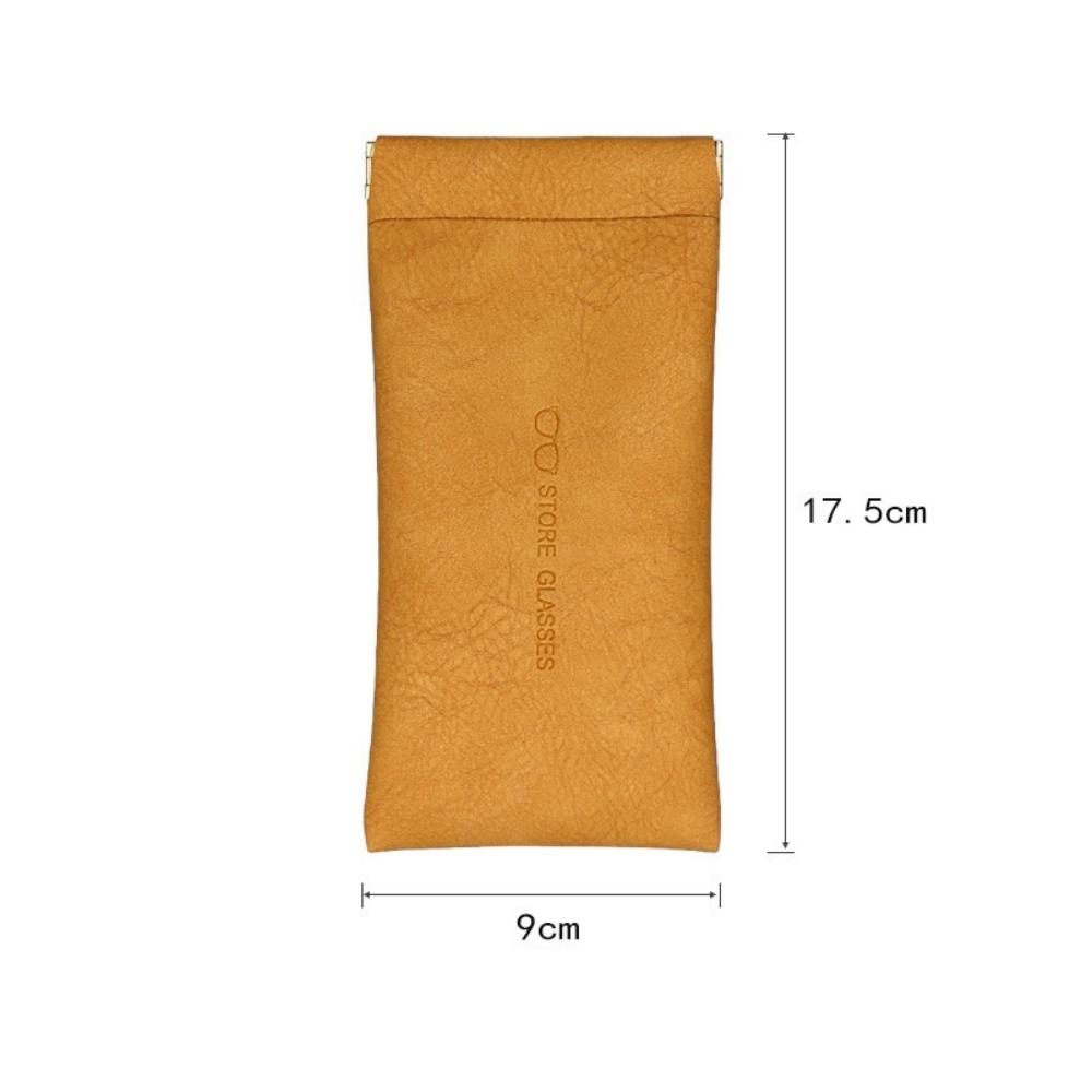 

Genuine leather eyeglass case, PU soft leather sunglasses bag, squeezable top portable eyeglass case, can be used as a storage b жовтий