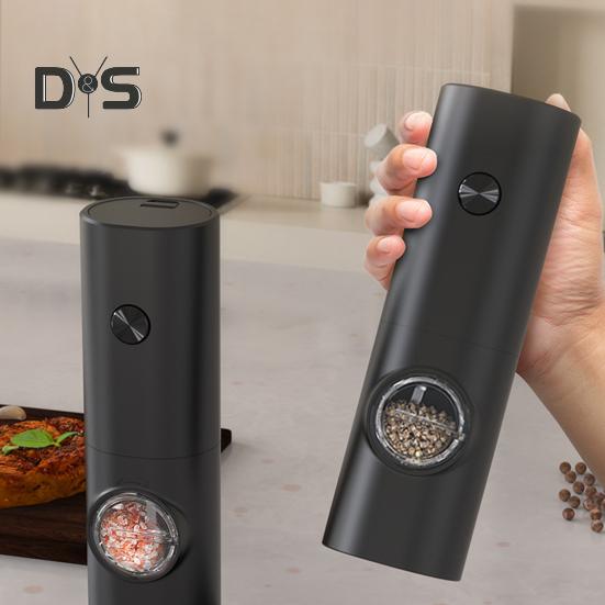 Electric Salt And Pepper Grinder Battery Powered Coarseness Mill Automatic Salt Mill with LED Light for Kitchen BBQ