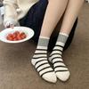 Women's Korean-Japanese Striped Mid-Calf Slouch Socks - Minimalist, Slimming, for Spring & Autumn