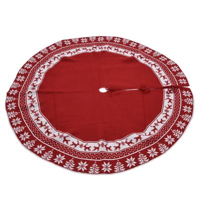 Knitted Christmas Tree Skirt Reusable Xmas Tree Stand Mat Floor Protector Home Party DecorationRed