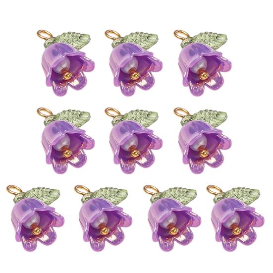 10Pçs Pingente DIY Flor do Vale de Resina com Textura de Simulação Tridimensional