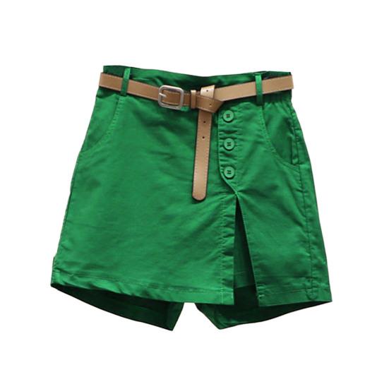 Gonna Pantaloncini Donna Vita Alta Finto Due Pezzi Bottoni Decorativi Spacco Laterale Monocolore Sopra il Ginocchio Tasche Dritti Morbidi Streetwear Abbigliamento Donna