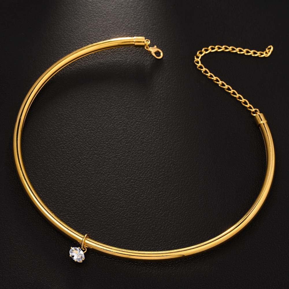 Water Drop Collar Personalized Gold Ring Shape Adjustable Collar Temperament Versatile Style Necklace