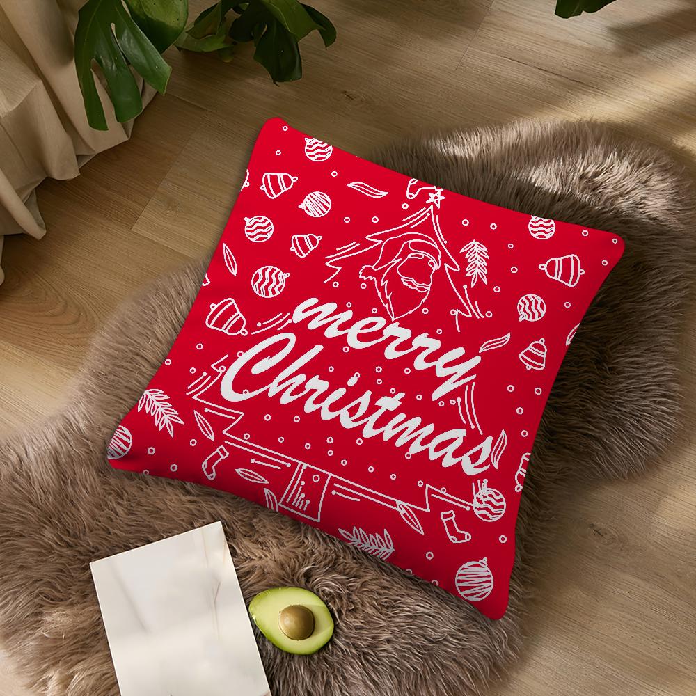 Merry Christmas HO HO Santa Claus Cushion For Bedroom Car Coffee Shop Room Soft and Living Room Sofa Decorative Pillow Cover Cas