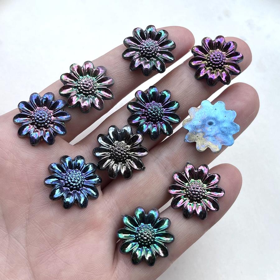 20pcs Mixed 20mm Ab Color Chrysanthemum Decoration Flat Back Diy Hair Accessories Mobile Phone Shell Decoration Flowers