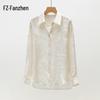 Fanzhen Women's 100% Mulberry Silk Jacquard Blouse